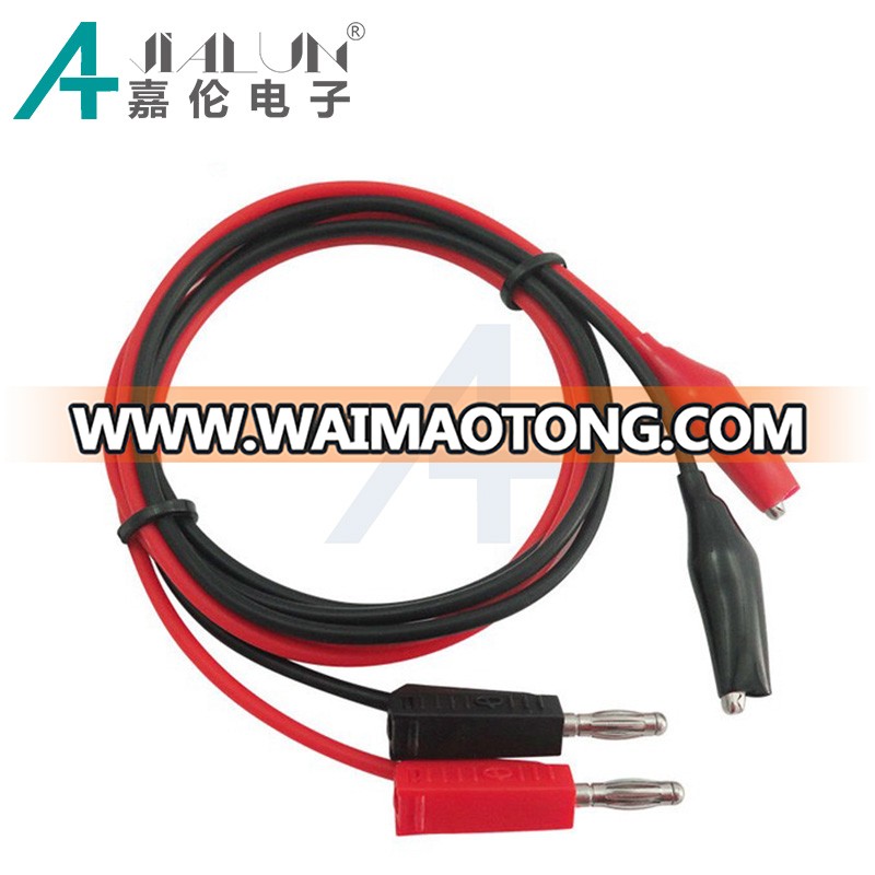 JIALUN 1M 4mm Silicone Banana Plug to Crocodile Alligator Clip Test Probe Lead Wire Cable